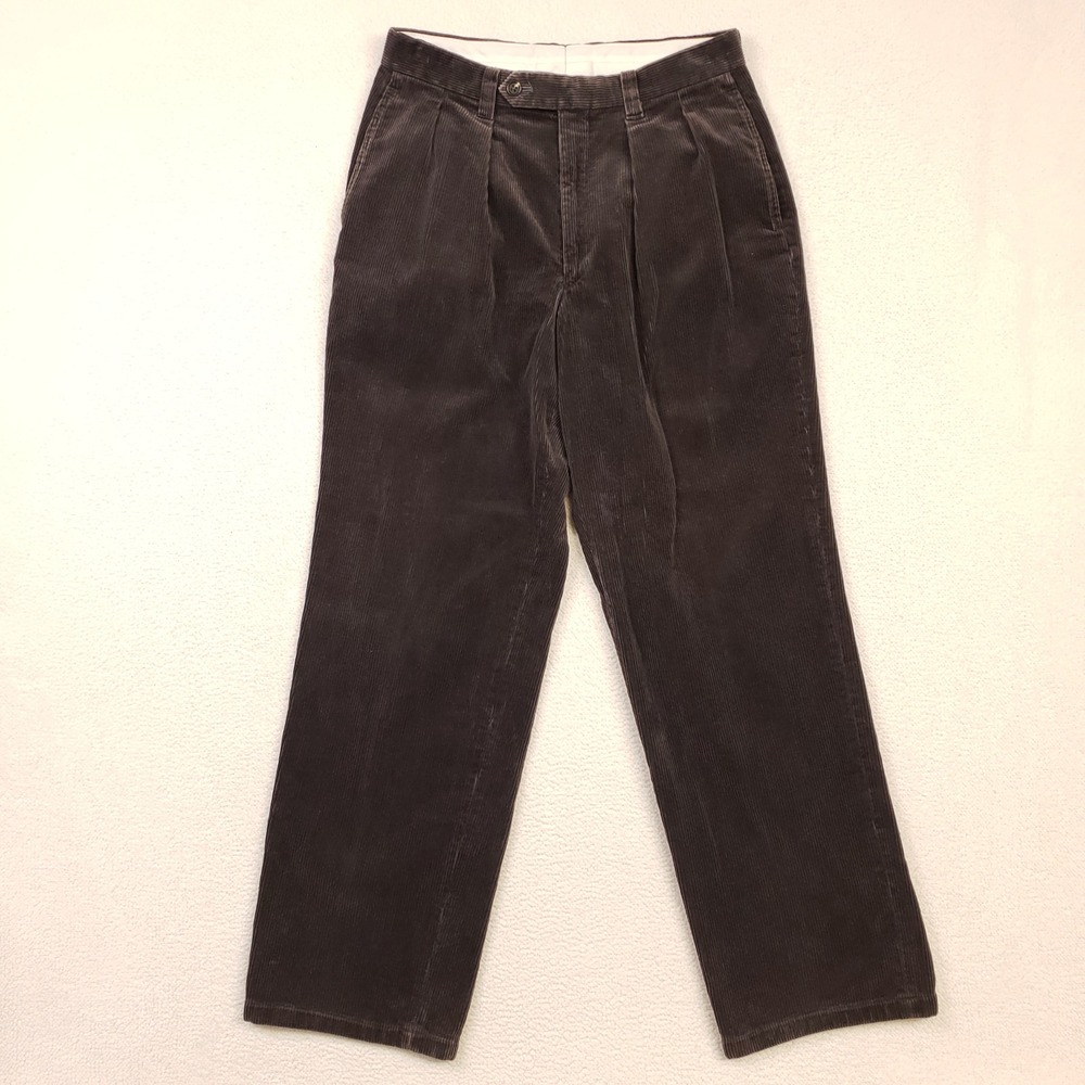 Kent and Curwen Trousers Mens 28x29 Brown Pleated Corduroy Straight Leg Pants